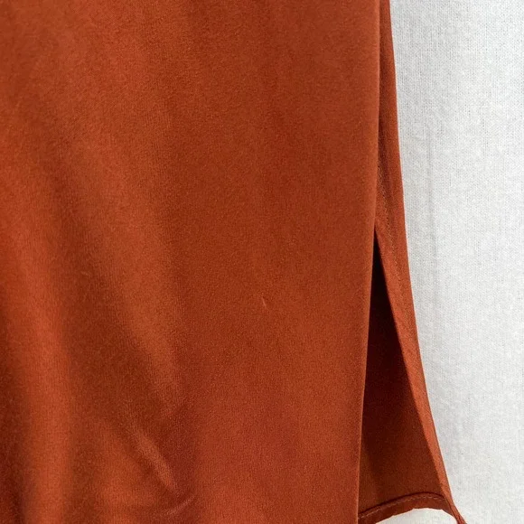 ENZA COSTA Dress Womens XS 0 Rust Satin Bias Slip Maxi Spaghetti Strap NWOT - Picture 12 of 16